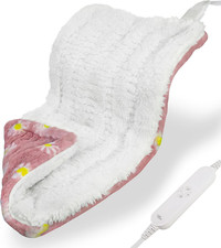 Heating Pad, 12 X 24 Inch, Pink Floral Pattern, Machine Washable, 8 Timer Settin