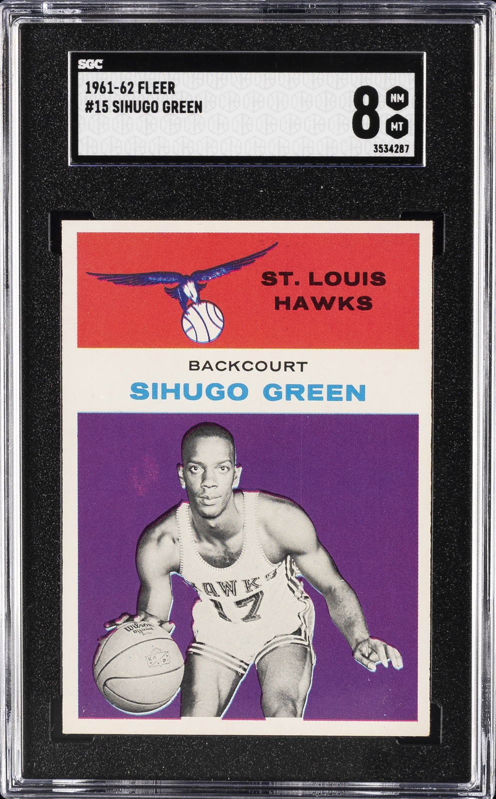 1961-62 FLEER #15 SIHUGO GREEN SGC 8