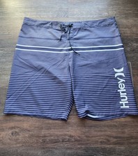 Hurley Board Shorts Swim Trunks Mens Size 40 Grey Black Stripes