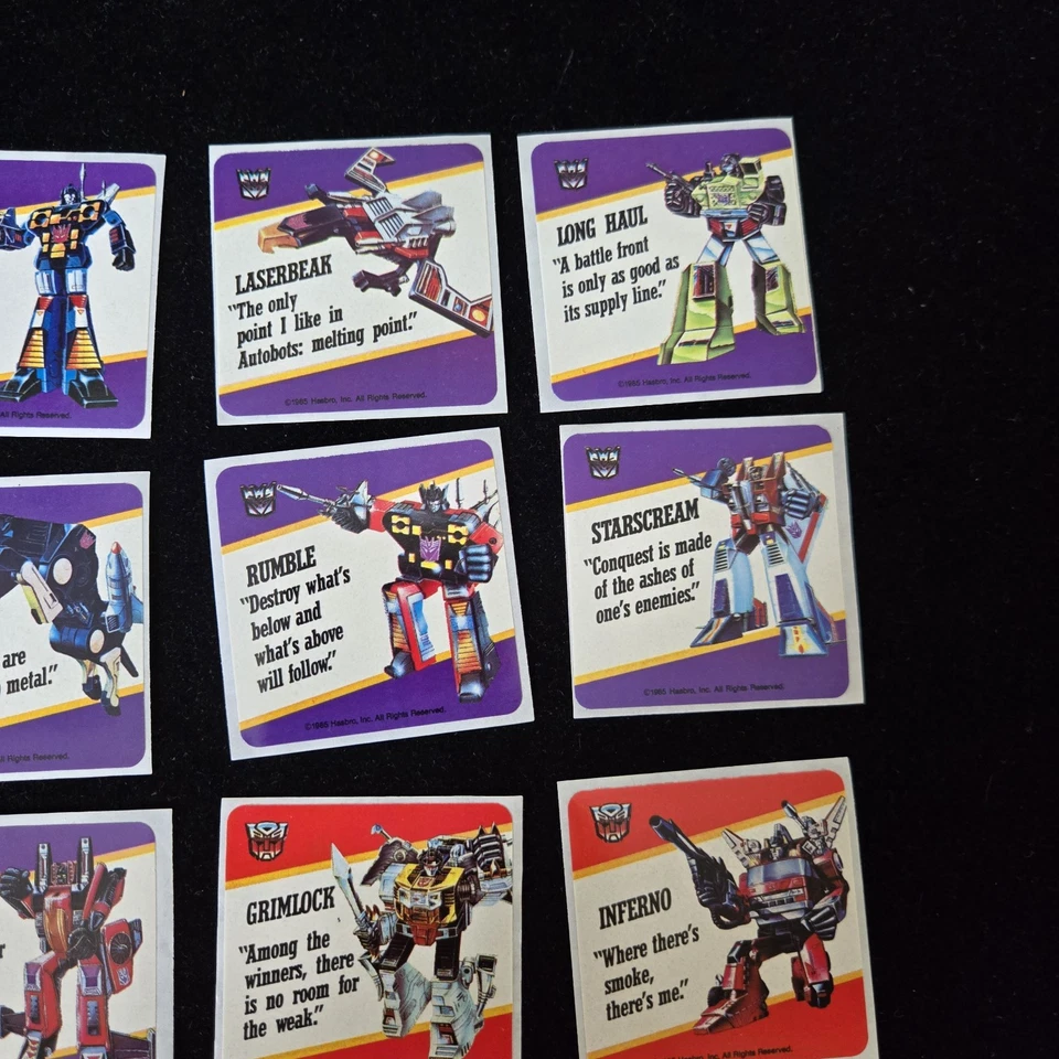 Set Of 23 TRANSFORMERS 1985 G1 SERIES 1 HASBRO CARD MOTTO STICKER - Image 3 of 4