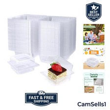 100 Pack Clear Plastic Square Hinged Food Container,Disposable Plastic To Go ...