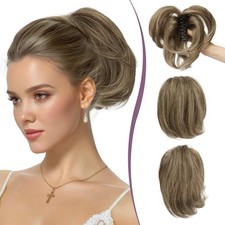 Claw Clip Short Human Hair Ponytail Extension With Bendable Metals 9 Inch 4/613