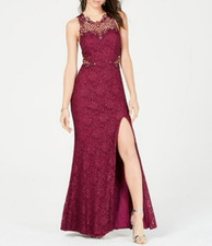 City Studio Junior Womens Formal Evening Party Prom Long Maxi Slit Dress, 11 Jr