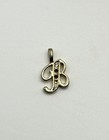 Silver Tone Letter B Initial Pendant Charm Clear Stones