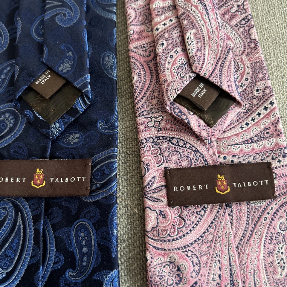 2 Corbatas Robert Talbott Seda Paisley (1 Azul 1 Rosa) Mensaje con elección de color Foto 3 de 4
