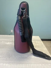 Caddy O Genuine Leather Wine Carrying Tote Set Chiller Zip Burgundy Leather USED