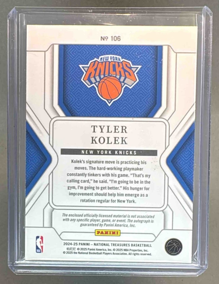 Tyler Kolek 2024 National Treasures #106 Black Rookie Logo Patch Auto ...