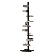 9 Tier Bookshelf, Metal Floor Standing Corner Shelf, Space-Saving Book Shelf