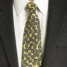 Graham And Gunn Silk Tie 60 Inch Yellow Paisley Handmade In Italy Luxury