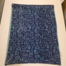 Tommy Bahama Baby Kids Blanket Blue Animal Elephant Giraffe Print Soft Plush