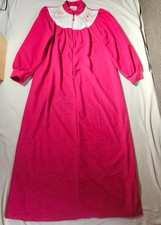 Sears Carriage Court Pink Fleece Front Zip Nightgown-Women's Size 10-Vintage-USA