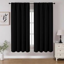 CUCRAF Black Blackout Curtains 54 inch Length 52"W x 54"L Pack of 2 ,