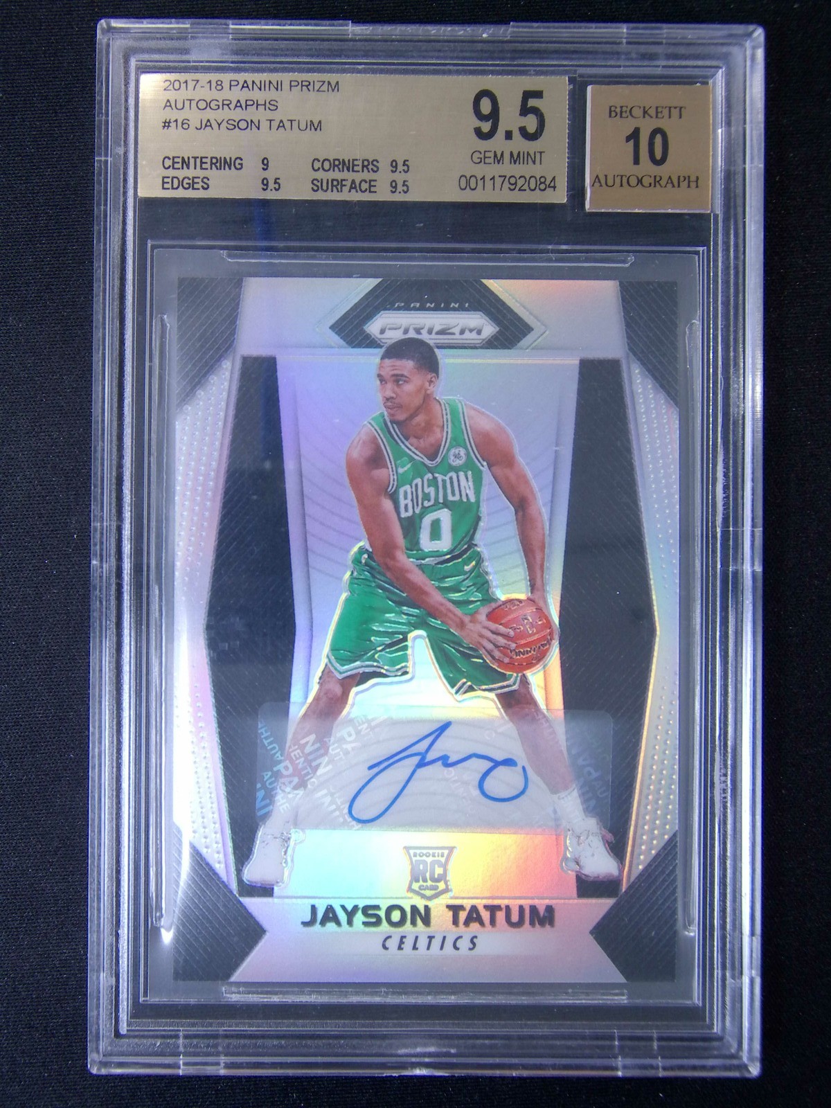 2017-18 Panini Prizm Jayson Tatum RC Rookie Auto Silver BGS 9.5/10 view 1