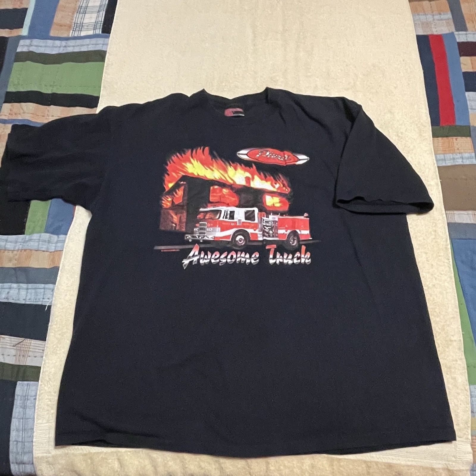 Vintage Pierce Manufacturing Firetruck Tee Shirt Size XL Print Fire Department