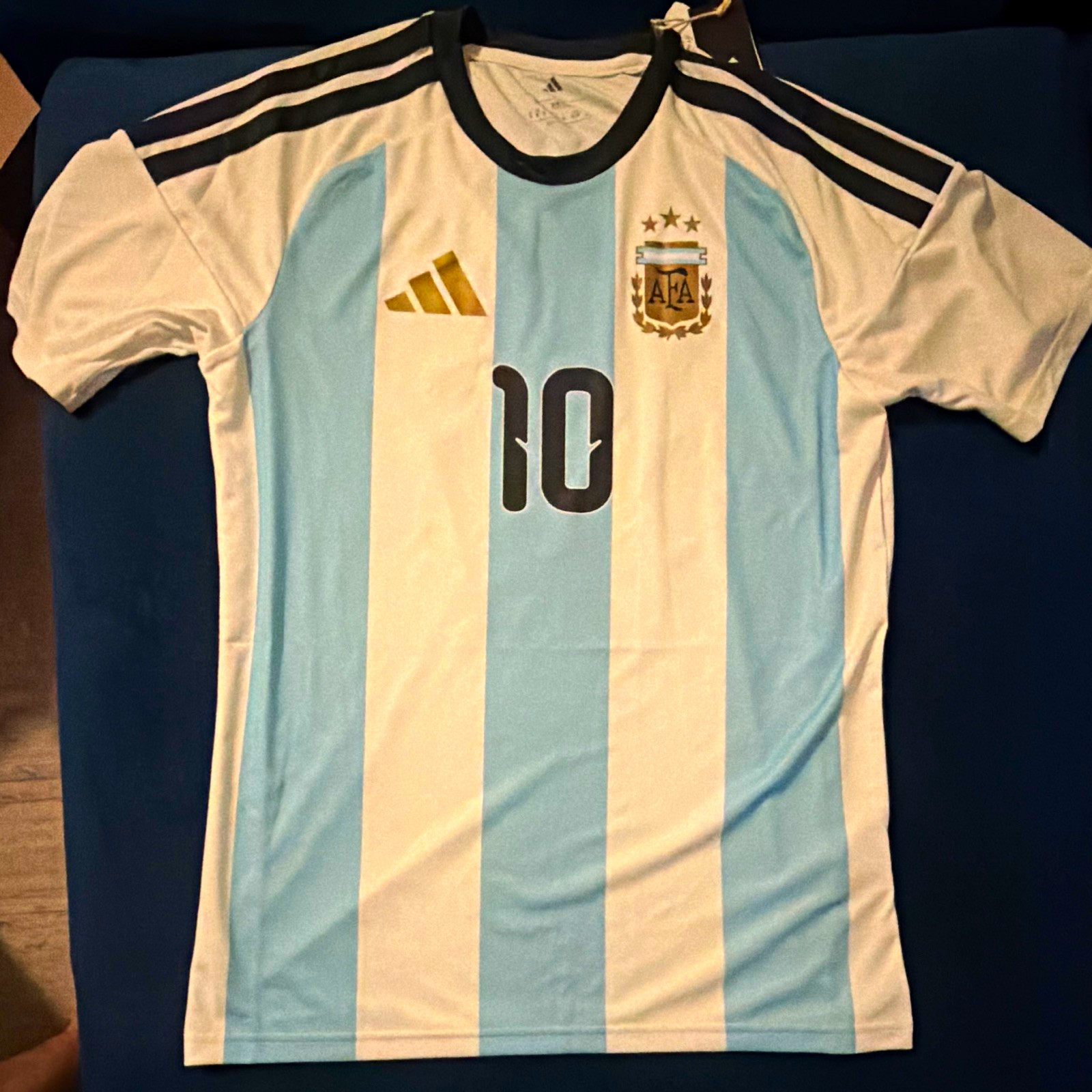 adidas Argentina Lionel Messi #10 Soccer Jersey Men's Size M White/Light Blue