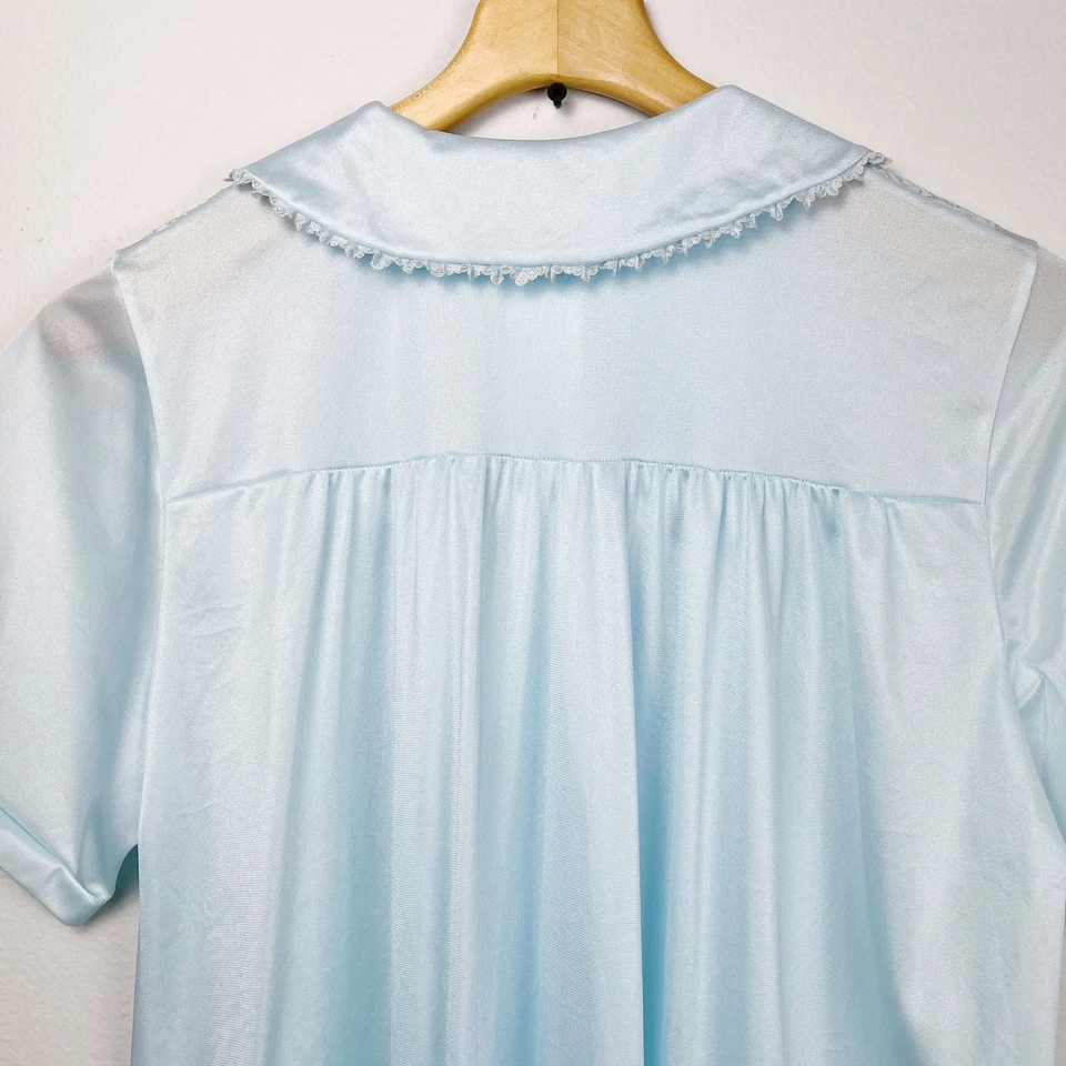 Nancy King Vintage Nylon Robe Nightgown Light Blue USA Size Medium Pocket - Image 4 of 4