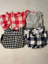 Baby Girl 3M Carter  s 4 Outfit Gingham Dress Bundle Matching Bloomers Spring Lot