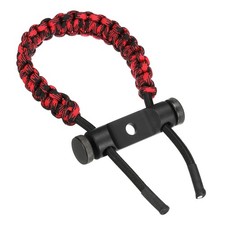 Archery Bow Wrist Sling, Adjustable Compound Braided Wrist Strap, Red Black