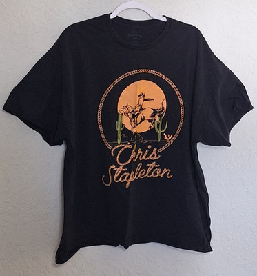 Chris Stapleton T-Shirt Mens 2XL Black Cowboy Bronco Graphic Country Music Tee