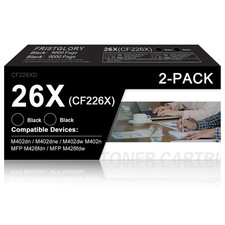 Toner Cartridge High Yield Black 2Pack Replacement for HP 26X CF226X