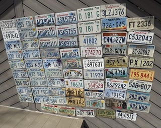 LICENSE PLATE CRAFT LOT OF 67 Kansas Hawaii Montana Florida California Wyoming