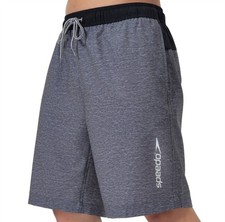 NWT Speedo sz XXL Men's 9" Marina Swim Trunks Shorts Black Gray Mesh Liner oo11