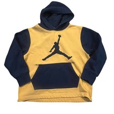 Nike Air Jordan Hoodie Youth Boy Medium 10-12 Black Gold Jumpman Pullover
