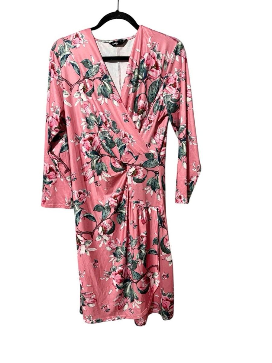 Hekka Faux Wrap Dress Long Sleeve Floral Pink Midi Lightweight Size L | eBay Hekka Faux Wrap Dress Long Sleeve Floral Pink Midi Lightweight Size L | eBay