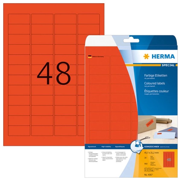 1 Bis 40X Herma Universal-Etiketten Special, 45,7 X 21,2 Mm, Rot Bis 49% Rabatt-image
