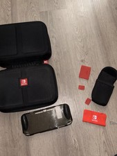 Nintendo Padded Carrying Case Bundle w/ Accessory Pouches Black/Red Switch