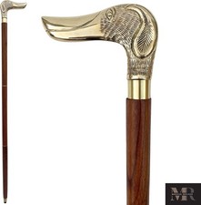 36" Brass Handle Wooden Walking Cane for Men Dog Walking Stick