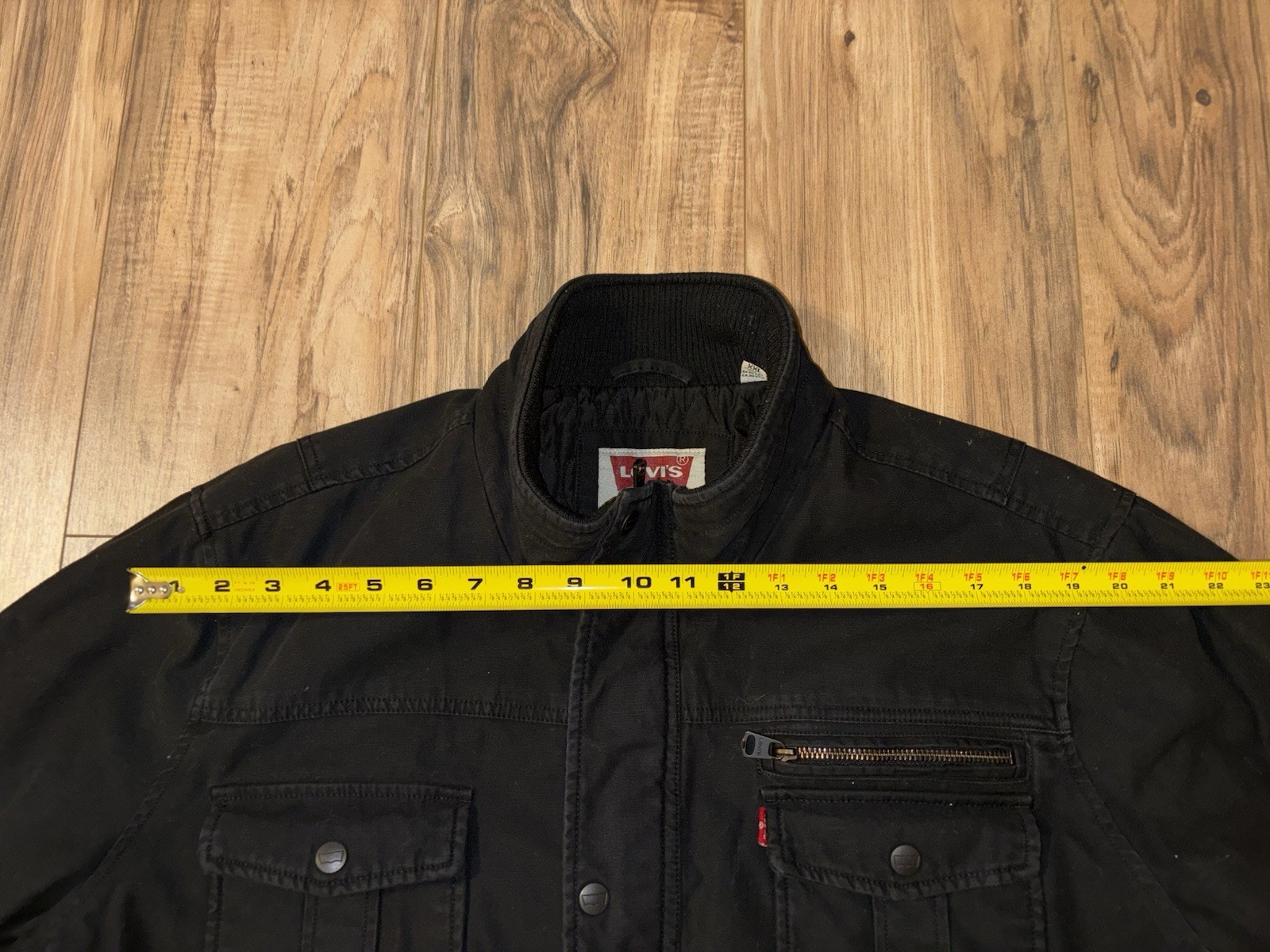 Levi's Black Military Style Stand-Up Collar Jacket Zip Button XXL Men thumbnail 2