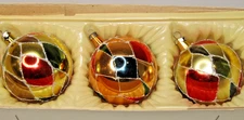 Lot Vintage Glass Pictured HARLEQUIN Glittered BALL Christmas Ornaments Poland