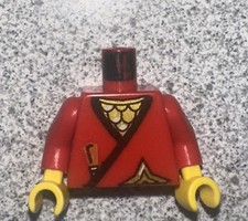 LEGO Minifigure Torso Red Ninja Robe Gold Chain Mail Armor Brown Dagger Ninjago