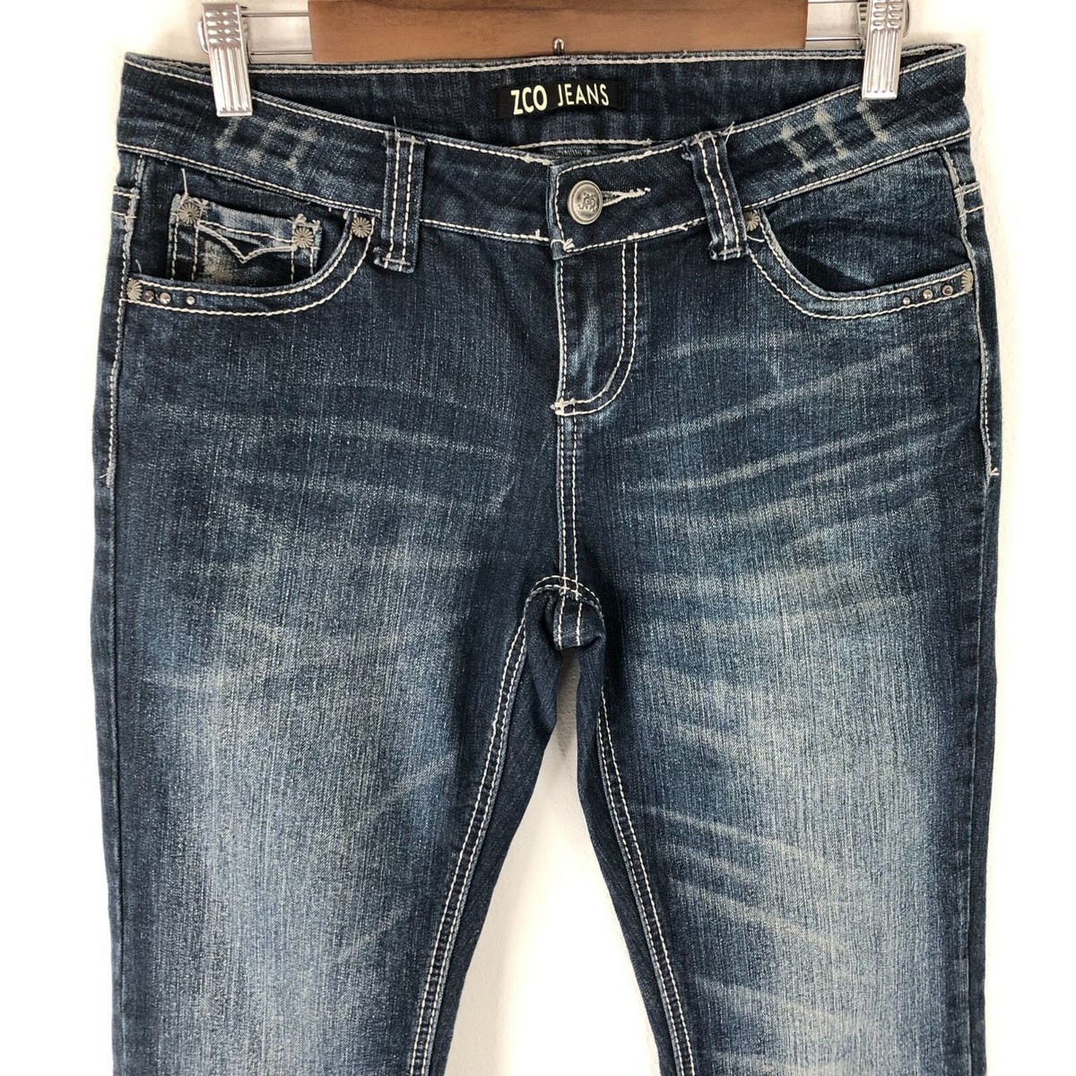 ★OAMC★ Moon Hood Over Jeans 22A28OAJ20538 22A28OAJ20538FW2 Zco Angel Wing Jeans Women 9 Low Rise Dark Wash Embossed