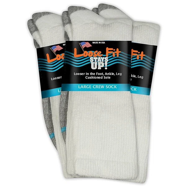LOOSE FIT STAYS UP ATHLETIC CREW SOCKS 3-PACK Choose Size, Color! Up to size 19!
Opens in a new wind