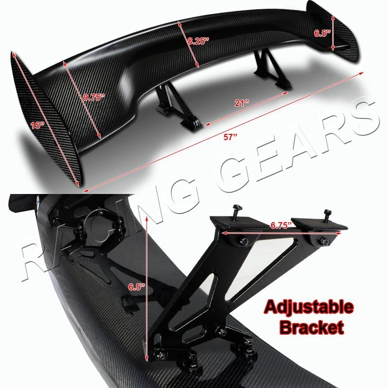 57" ESTILO DRAGON-3 REAL FIBRA DE CARBONO MALETERO TRASERO GT ALERÓN ALERÓN UNIVERSAL Foto 2 de 3