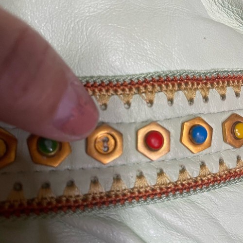 Buba, bag, Turquoise Spiral embroidered in sequins, made of handmade leather - Picture 9 of 16