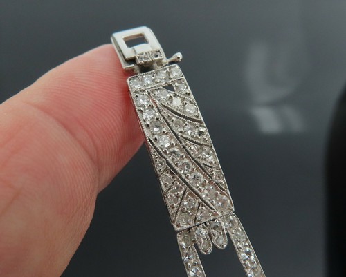 Antique Art Deco 6.0ct Old Cut Diamond 1.50ct Natural Emerald Platinum bracelet - 第 11/12 張圖片