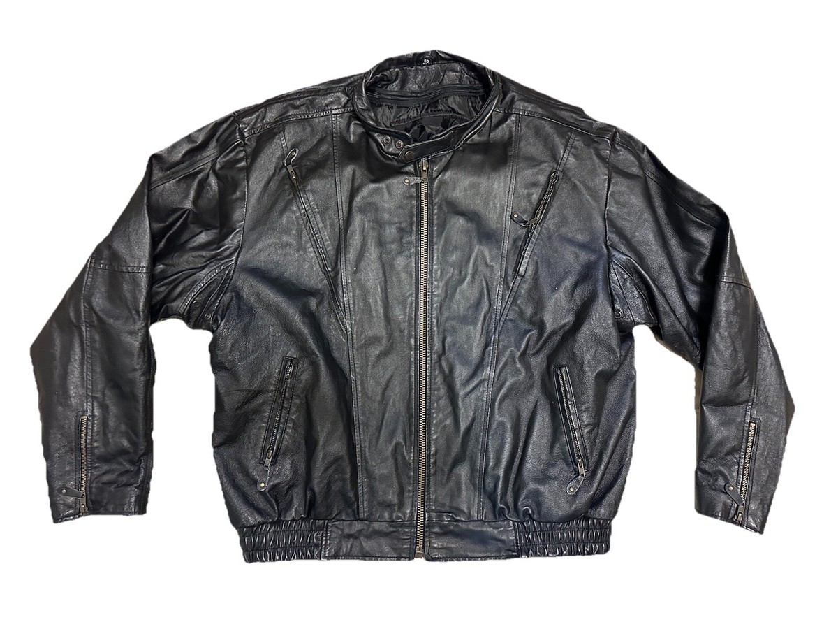 USA Bikers Dream Apparel Jacket Thinsulate Black Leather Motorcycle Men  Size 52