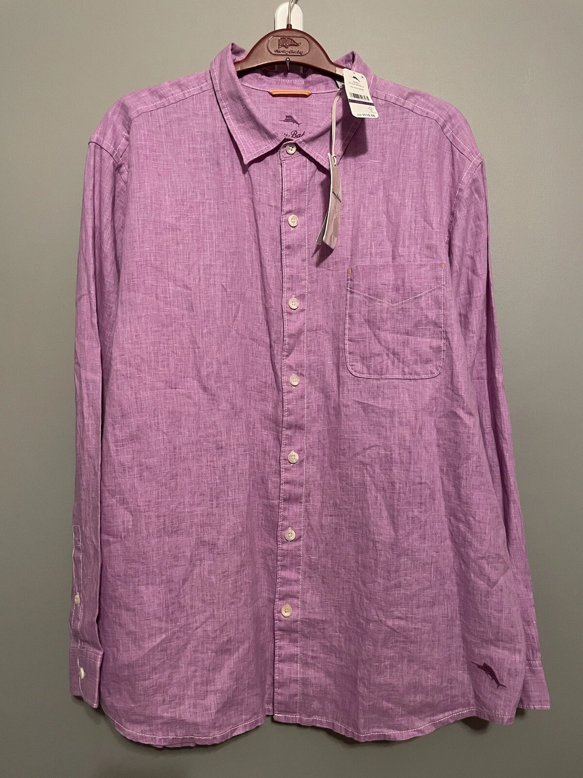 Tommy Bahama Shirt 2XL Pale Passion Light Purple Color Breezer Linen NWT (C242)