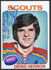 Denis Herron #68 signed autograph 1975-76 Topps Hockey Trading Card