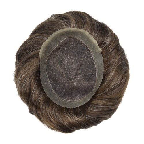 USMens Toupee French Lace Hairpiece Poly Pu Skin Around Hair System Replacement - Picture 4 of 70