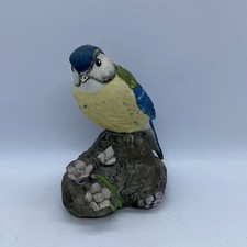 Vintage Ceramic Hand Painted Bird Figurine Blue Tit