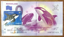 2019 MARINELAND ORQUES + TIMBRE BILLET 0 EURO SOUVENIR BANKNOTE PAPER MONEY