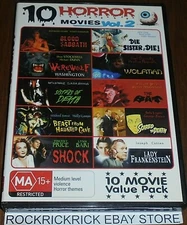 10 HORROR MOVIES VOL. 2 DVD REGION 4 (3 DVD SET) SEE DESCRIPTION FOR MOVIE TITLE