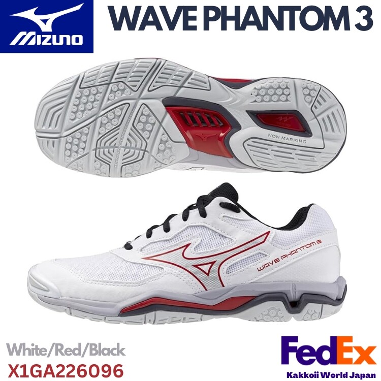 Mizuno Indoor Sport Shoes Wave Phantom 3 White/Red/Black