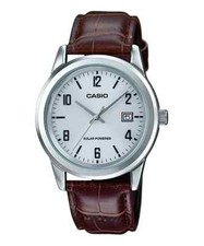 Casio MTP-VS01L-7B2 Men's Standard silver Tone Solar Leather Band Date