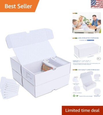 Laminated 4-Pack Trading Card Boxes with Labeled Dividers - Horizontal Storage