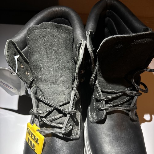 Mens 12 D M Sears Black Leather Smooth Steel Toe 7” Ankle Work Boots Lace-Up - Picture 9 of 12